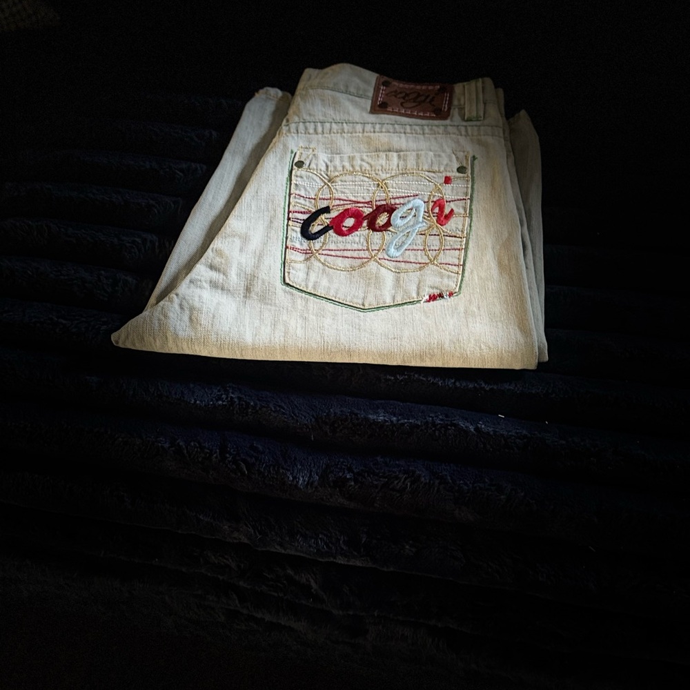 COOGI Beige Jeans with Multicolor Embroidery